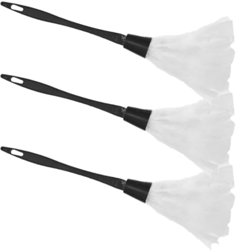 COHEALI Set 3 Pezzi Spolverino da Tavolo Bianco in Plastica e Piume per Pulizia e Cosplay, Accessorio Mini e Feste a Tema Halloween