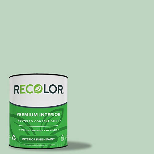 RECOLOR Eco-Friendly Interior Premium Latex Paint for Walls, Furniture and Rooms w/Eggshell Finish, 1 Gallon, Glass