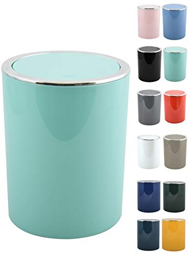 MSV Bad Serie Aspen Design Kosmetikeimer Bad Treteimer Schwingdeckeleimer Abfallbehälter mit Schwingdeckel 6 Liter (ØxH): ca. 18,5 x 26 cm Pastell Grün