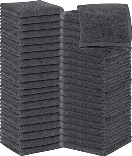 Utopia Towels – 60 stycken tvåldukar, 30 x 30 cm med hängande slingor, absorberande tvättlappar för att torka av och rengöra ansiktet av 100% bomull (grå)