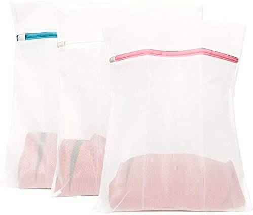 Wäschesäcke 50x40 CM 3er Pack wäschenetz groß für Waschmaschine Wiederverwendbare Feinmaschiges Wäschesack mit Langlebigem Reißverschluß für empfindliches, Bluse, Strumpfwaren, BH, Unterwäsche(3 set)