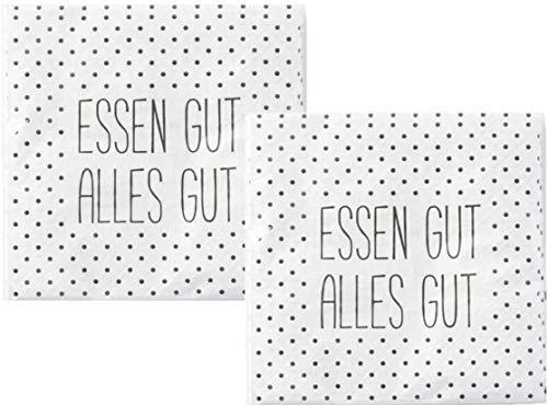40 Stück Servietten Spruch Papierservietten Tischdekoration (Essen gut alles gut)