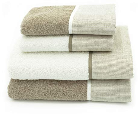 CREOLE Set di asciugamani da bagno, Riga creta, 4 unità