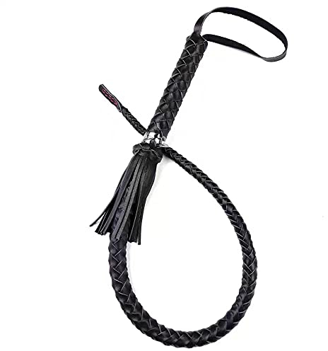 SNAWEN Forniture Equestri in Pelle di Mucca Frusta da Equitazione DOMA La Frusta Frusta da Equitazione Attrezzatura da Autodifesa All'aperto Morbida E Robusta 80 Cm di Lunghezza,Nero
