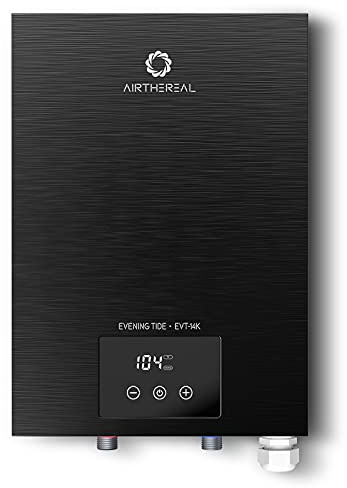 Airthereal Electric Tankless Water Heater 14kW, 240Volts - Endless On-Demand Hot Water - Self Modulates to Save Energy Use - Small Enough to Install Anywhere - for 1 Shower, Evening Tide series