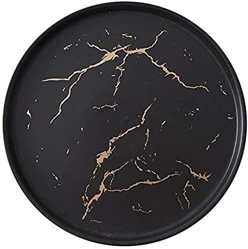 20Cm Or Noir Marbre Plat en Céramique Porcelaine Couverts Ensemble Table De Cuisine Européenne Dessert Décoratif Steak Assiette