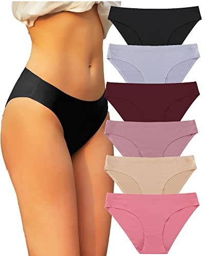 FINETOO 6 Pezzi Slip Senza Cuciture Donna Pantaloni a Vita Bassa Mutande Invisibili Biancheria Intima Sexy Biancheria Intima Comoda Mutandine Bikini Confezione Multipla