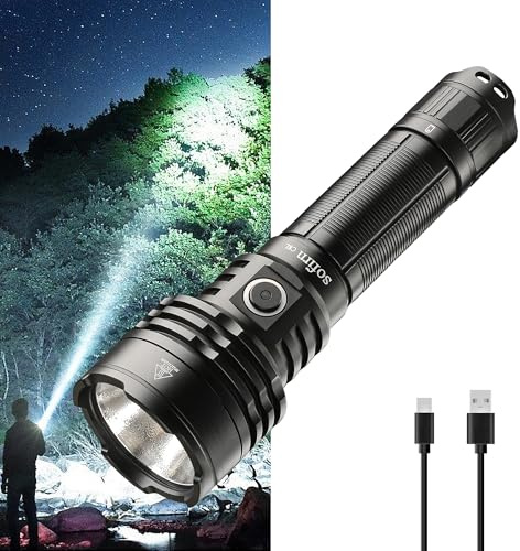 Sofirn C8L Taschenlampe led aufladbar 3100 Lumen, 531M Reichweite Taktische Taschenlampe Superhelle mit Doppelschalter, IPX8 Wasserdicht Taschenlampen USB C für Outdoor, Gassigehen, Notfälle