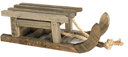 CHICCIE Dekoschlitten aus Holz natürlich 11x30x10cm - Winterdekoration