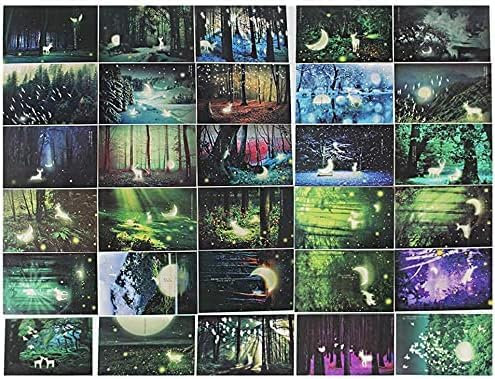 ZPPLD 30pcs Postcards,Fluorescent Deer Postcards,Luminous Postcard,Postcard Set for Friends, Relatives, Classmates 14 * 10cm