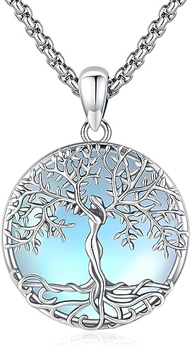 Eusense Kette Lebensbaum Baum des Lebens Anhänger Halskette 925 Sterling Silber Geschenke Zum Vatertag Schmuck für Mutter Damen Mädchen