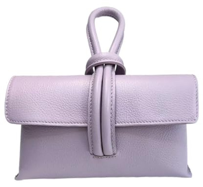 LeahWard Women’s Genuine Leather Crossbody Bag, Loop Knot Handle Clutch, Small Designer Style Shoulder Handbag with Strap | Premium Leather