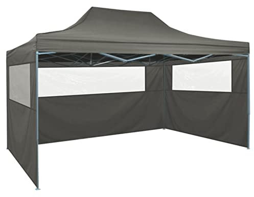 Rantry Casa Gazebo Professionale Pieghevole 3 Pareti 3x4m Acciaio Antracite, Gazebo Giardino, Gazebo Ombrellone Giardino Spiaggia Pesca Esterno Antivento per Arredo Giardino Terrazzo Ambienti Decor