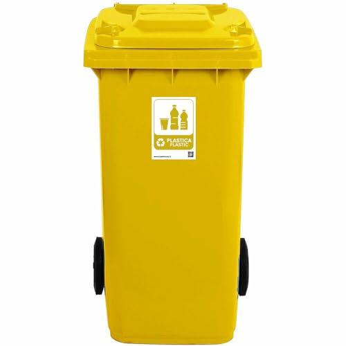 COSE DA CASA Bidone per la raccolta differenziata grande 240 lt condominio hotel ristoranti certificato UNI EN 840 per rifiuti e riciclo (GIALLO)