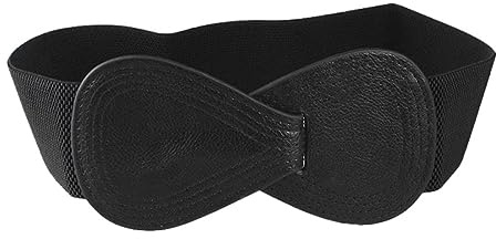 Blausky 1 Stück Taillengürtel,Elastischer Damen Hüftgürtel,Bogenknoten Stretchgürtel,Breite Gürtel,Dehnbarer Bund,Kleid Zubehör für Hochzeit,Abschlussball Party Gürtel Festival,80 x 5.8 cm,Schwarz