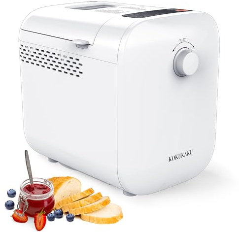 KOKUKAKU Machine à pain automatique compacte 22 en 1, 0,5 kg/0,5 kg, 2 tailles de pain, 3 couleurs, petite boulangerie numérique domestique avec pâte, gâteau, confiture, yaourt,