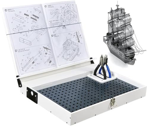 HLGKBY Strumento Kit Modello per modellismo, banco da Lavoro Portatile per modellismo, postazione di Lavoro per Parti di precisione con Luce LED e Lente d'Ingrandimento per modellismo Hobby,