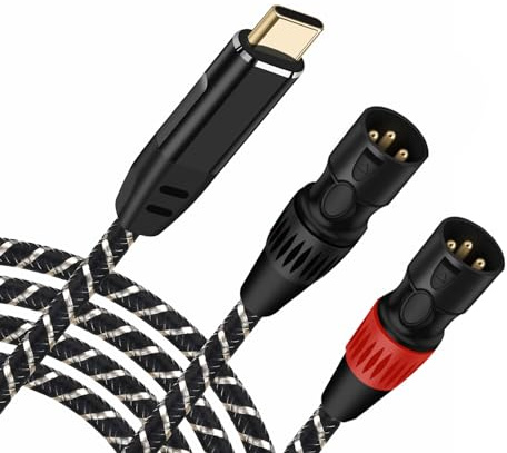 NCGGY Cable de audio USB C a XLR macho, adaptador convertidor de cable estéreo de salida USB C a XLR macho, conexión USB C, altavoz activo, amplificador de potencia, consola mezcladora, etc. 1,5 m