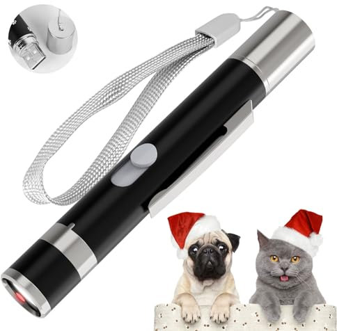 Waputne Juguetes para gatos, puntero de juguete para interiores, recargable, 5 patrones ajustables, 3 modos de entrenamiento, puntero de juguete para mascotas, juguete interactivo para gatos/perros