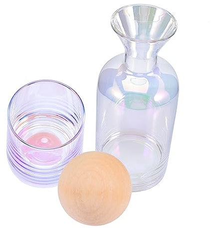 SECFOU 1set Caraffe e Bicchieri Per Camera Da Letto Caraffa Notturna Con Tazza Design Elegante e Perfetta Per Servire Succo e Bevande Per Compleanni e Natale
