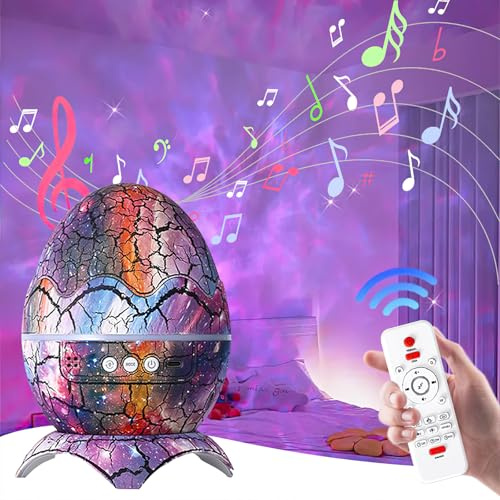 4 in 1 Dinosaur Egg Lights Projector, 8w Dinosaur Egg Star Projector Starry Light with Wireless Music Player, White Noise Projector Music Player for Good Sleeping, Gifts for Kids Men Women (B)