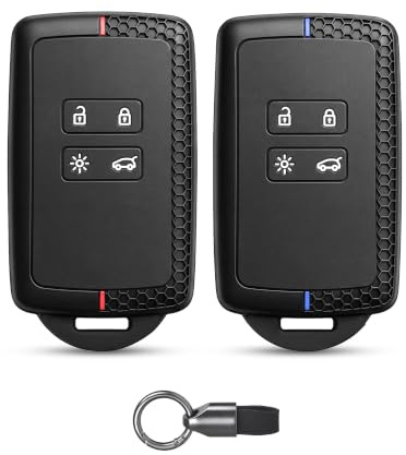 2 Stück Autoschlüssel Hülle Kompatibel mit Renault Clio Megane Koleos Twingo Kadjar Kangoo Talisman Captur Espace Dacia Duster 2, 4 Tasten Auto Schlüsselhülle Schutzhülle mit Schlüsselanhänger