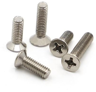 RKODRSMG 50/100 Stück M1 M1.2 M1.4 M1.7 M2 M2.5 M3 M4 vernickelte KM ScrewCross Flachsenkkopf-Maschinenschrauben(25mm,M2.5 100pcs)