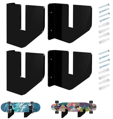 Skateboard-Wandhalterung, Longboard-Halterung, Wandhalterung,Acryl-Longboard-Aufhänger | 2 Paar Board-Display-Halter für Skateboard, Penny Board, Longboard