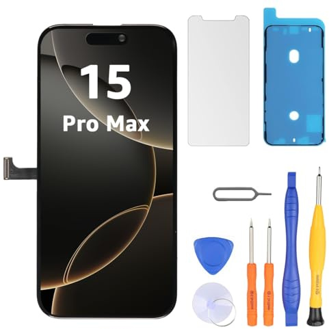 LL TRADER Écran pour iPhone 15 Pro Max LCD 6,7 Écran de rechange FHD Écran tactile 3D Touch Digitizer Cadre Montage et Kit de réparation 20251