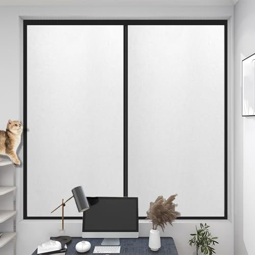 Fensterfolie Milchglas 110 x 150 cm, Selbsthaftend Blickdicht, Entfernbar, Kein Kleber, Rückstandslose, Wiederverwendbar, Sonnenschutzfolie UV Schutzfolie, weiß matt
