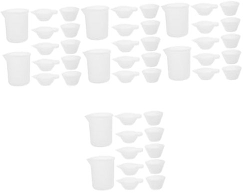 Tofficu 4 Juegos Taza medidora de silicona bol vasos con tapas y pajitas Tazas de medición para manualidades utensilios de medición de epoxy resina epoxica vaso medidor Reutilizable