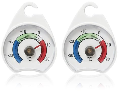 2 Pcs Freezer & Fridge Thermometer, 52mm Dial, Colour-Coded Zones, for Restaurants, Bars, Cafes (UK)