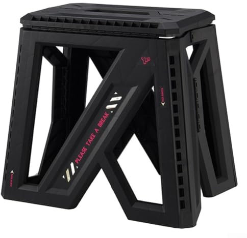 Sgabello pieghevole da esterno con design compatto, ideale per viaggi in campeggio e soluzioni di archiviazione per piccoli spazi (nero 2)