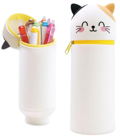 Aethryon 2-in-1 Schulmäppchen aus weichem Silikon, Kawaii Federmäppchen, Cartoon Federmäppchen, Tischstifthalter, Stand Up Federmäppchen, Stifte Mäppchen