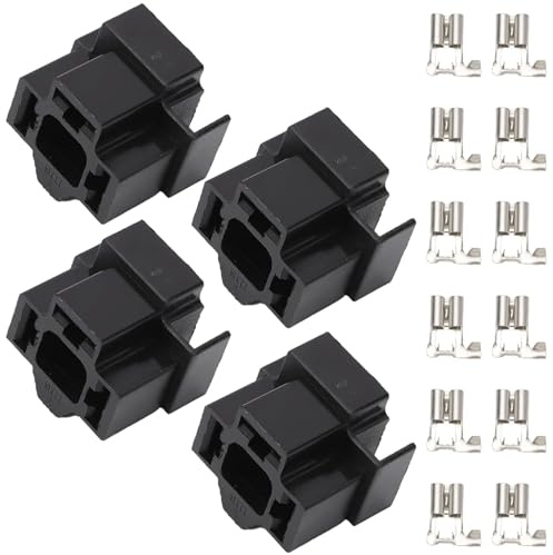 Alriedy 4 Stück H4 Stecker – 12V 3-Pin Scheinwerfer H4-Glühbirne +3-poliger H4 Glühbirne Reparatur Halter Mit Klemmen Reparaturhalter. Für Scheinwerferstecker,Auto Scheinwerfer Stecker Ersatz