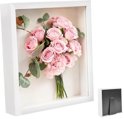 3D Marco de Fotos, Marco de Fotos Profundo para Rellenar 21 x 30 cm, con Placa Acrílica Transparente, Marco de Objetos 3D más Profundo 3cm, Marco para Objetos Shadow Box, para Regalo de Boda, Blanco
