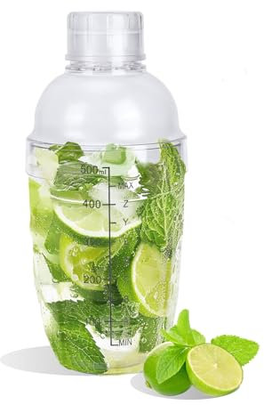 Cocktail Shaker 530ML Plastic Transparent Drink Shaker Bottle with Scale and Strainer Mixer Shaker Cup Bottle for Home Liquor Bar Milk Tea Shop Party Coffee