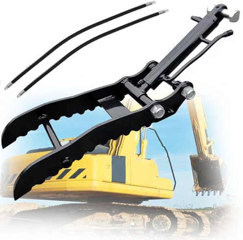 JXYQ Hydraulischer Daumenclip für Minibagger, verbessert die Grabeffizienz mit 2 Hydraulikschläuchen, ideal für kleine Bagger bis zu 3 Tonnen