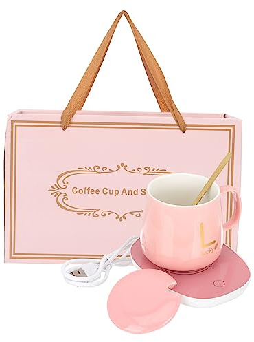 GRIRIW Tazza Termostatiche Usb Riscaldante in Ceramica Rosa Con Piastra Integrata Per Mantenere Calde Latte e Bevande Casa e Ufficio