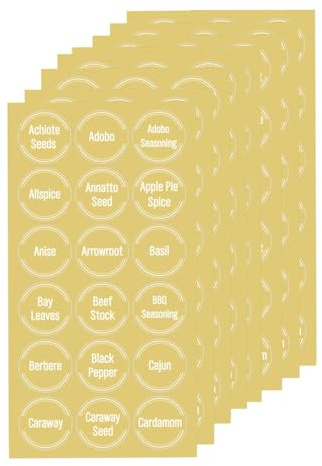 DOITOOL 8hojas Etiquetas Adhesivas Para Especias Unidades Transparentes y Resistentes Al Agua Para Organizar Despensa De Especias y Ingredientes