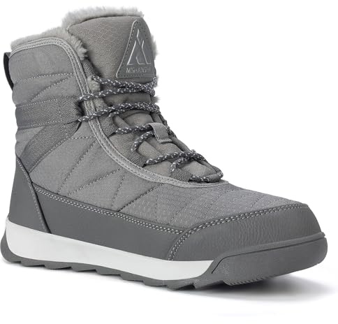 Mishansha Stivali da Neve Donna Fodera Calda Pelliccia Stivaletti Outdoor Trekking Antiscivolo Invernali Scarpe Grigio 40 EU