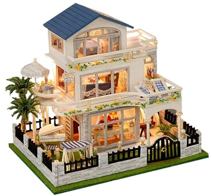 Kit de Maison de Miniature - en Bois 3D - avec éclairage LED - pour Adolescents - Kits de Bricolage Faits à la Main pour Les Filles, Les Adolescents, Les Femmes, Les familles et Les Amis