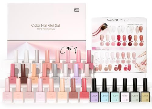CANNI Kit de Gel Constructor para Uñas UV – Quick Builder, 24 Colores de Gel, con Base y Top Coat, Esmalte Semipermanente/Mate/Primer y Deshidratador para Reforzar el Gel y Aplicación de Color