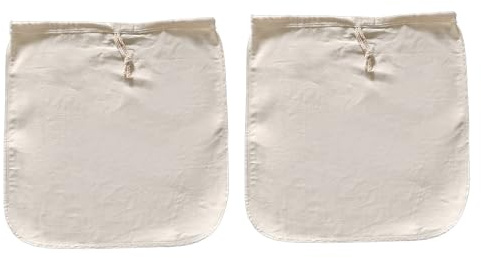 ZSUIQIN 2 Piezas Bolsas de Muselina de Algodón, Bolsas de Te Filtro Te Reutilizables con Cordón, Bolsas de leche para tamizar, para leche de nuez, zumo,elaboración de cerveza casera (27,5 * 30cm)