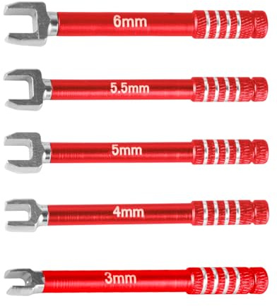 RCarmubWow RC 3MM 4MM 5MM 5.5MM 6MM Turnbuckle Wrench Upgrades for Upgrades RC Car,Medium Carbon Steel Turnbuckle Nut Ball Joint Remover RC Repair Tool,5pcs,Red