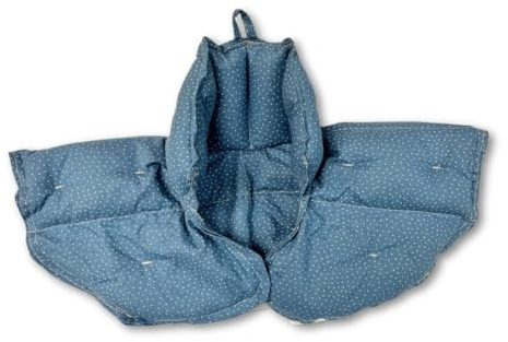 Jamso Design - Das original Raps-Wärme-Nackenkissen Theresa, Größe M, 11 Kammern mit Rapsfüllung, Wärmekissen, Hörnchen mit Kragen, Körnerkissen (blau)