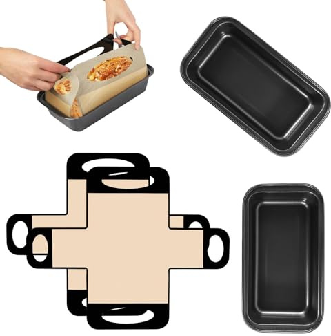 GFUEIGJ 2er Set Brotbackform Kasten Antihaft Kastenform Brot mit 2 Backmatte Karbonstahl Rechteckig Kastenform Kuchen zum Kuchen/Toastbrot (27.5x15x6 CM)