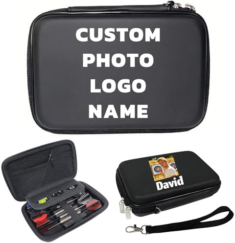 Genérico Estuche Dardos Personalizado con Foto Logotipo Texto y Nombre, Funda Dardos, Bolsa para Dardo Estuche para 6 Dardo, con Bolsillo y Cremallera, Regalo para Aficionados a los Dartos