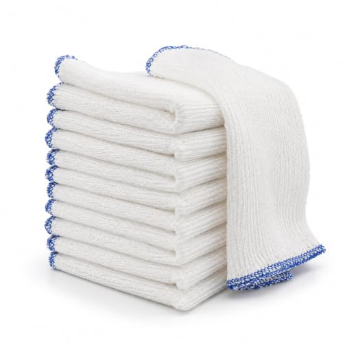 Cotton Dish Cloths 10 Pack, 100% Cotton Kitchen Cleaning Cloths, Reusable Dish Cloths, Highly Absorbent Washing Up Cloths, Soft Wash Cloths for Dishes, Glass, Kitchen & Household Cleaning