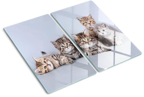 Schneidebretter Glas 2x30x52 cm Hitzebeständig Gehärtetes Glas Rutschfest Silikonfüße Plastikfrei Lebensmittelecht 2 Stück Glasplatte Antibakteriell Dekorativ für die Küche - Fünf Katzen